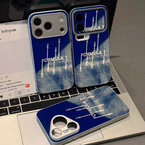 F1赛车磁吸磨砂黑框电镀玻璃手机壳适用苹果iphone17promax华为1加ACEPRO红米NOTE13PROPLUS小米15PRO红米K90