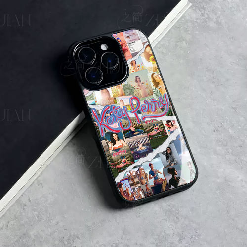 凯蒂佩里拼贴磁吸磨砂黑框电镀玻璃手机壳适用苹果iphone17promax华为1加11OPPOFINDX8S荣耀X70IVIVOX200ULTR