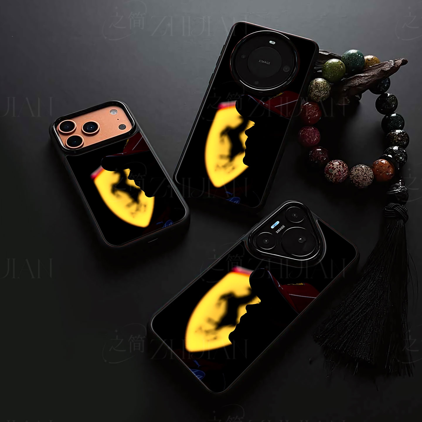 法拉利车手磁吸磨砂黑框电镀玻璃手机壳适用苹果iphone17promax华为IQOONEO8荣耀MAGIC6PROVIVOX90PROPLUSVIV