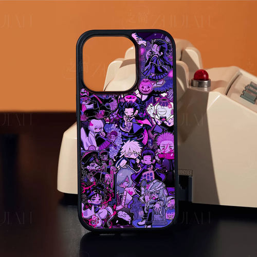 咒术回战贴纸磁吸磨砂黑框电镀玻璃手机壳适用苹果iphone17promax华为荣耀300PROVIVOS15ENOVA7PROVIVOS20PRO