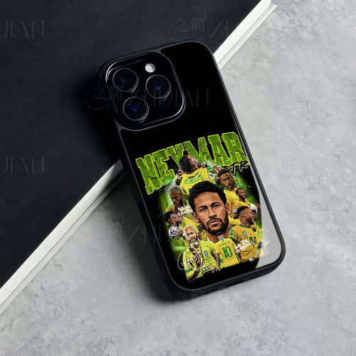 内马尔足球画磁吸磨砂黑框电镀玻璃手机壳适用苹果iphone17promax华为小米17PROMAX小米17ULTRA红米K50至尊版