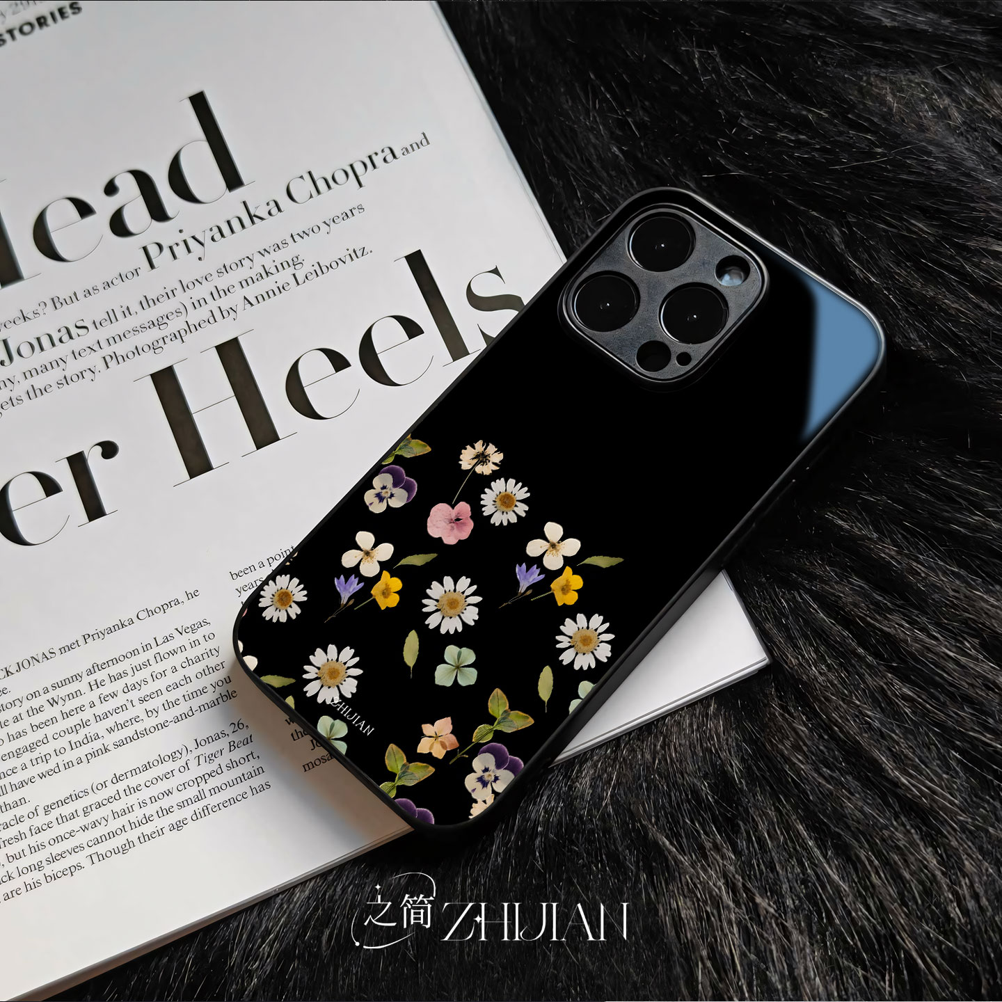 之简ZHIJIAN《花团锦簇》玻璃亮面磨砂手机壳新款小众不撞壳适用苹果17promaxOPPOA97VIVOX300PROIQOOZ8XP80U