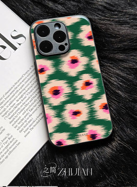 之简ZHIJIAN《花布纹样》玻璃亮面磨砂手机壳新款小众不撞壳适用苹果17promax三星S24PLUSOPPORENO13PROOPPOA