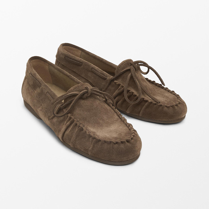 西班牙M.D原单女鞋真皮乐福鞋翻毛皮圆头豆豆鞋褶皱系带船型单鞋,女鞋,时尚休闲鞋,淘宝优惠券,粉丝福利购,淘宝优惠卷