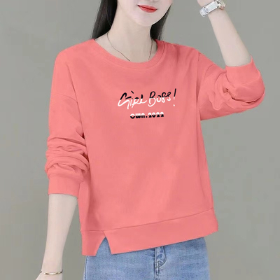 纯棉春秋季薄款卫衣女长袖t恤女