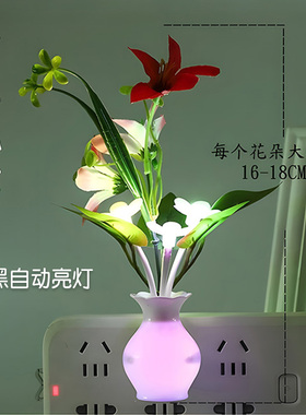 新款光控小夜灯七彩变色感应LED插电婴儿喂奶卧室睡眠床头灯护眼