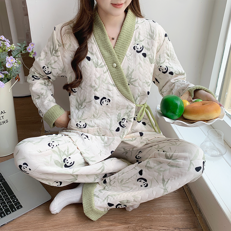 新中式空气棉月子服产后春秋加厚保暖孕妇睡衣秋冬哺乳喂奶衣套装