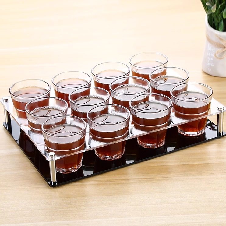 亚克力啤酒杯架12孔八角杯收纳杯架白酒杯架子弹杯架酒吧KTV酒杯