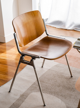 中古铁艺后现代简约休闲家用餐椅靠背软包实木饭店复古咖啡店椅子