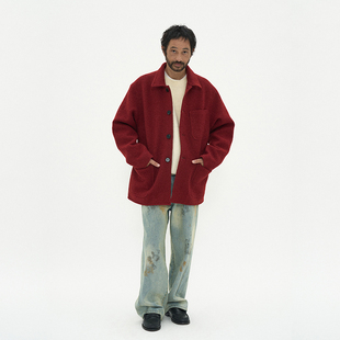 经典单排扣羊毛外套 韩国正品 PARTIMENTO 宽松简约纯色毛呢大衣