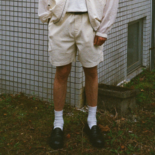 水洗做旧薄款灯芯绒短裤 韩国PARTIMENTO 可系腰带休闲五分裤