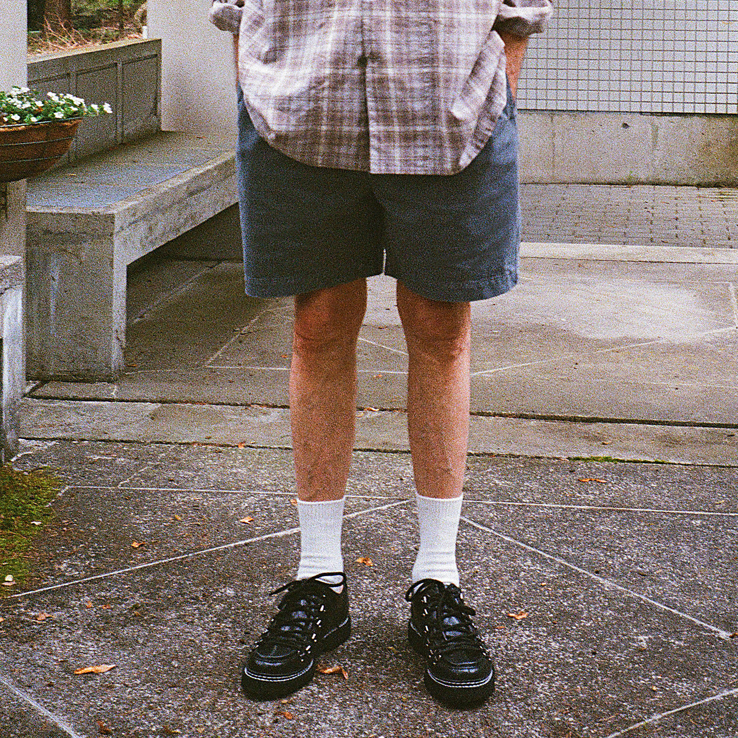 水洗做旧松紧腰纯棉宽松休闲短裤