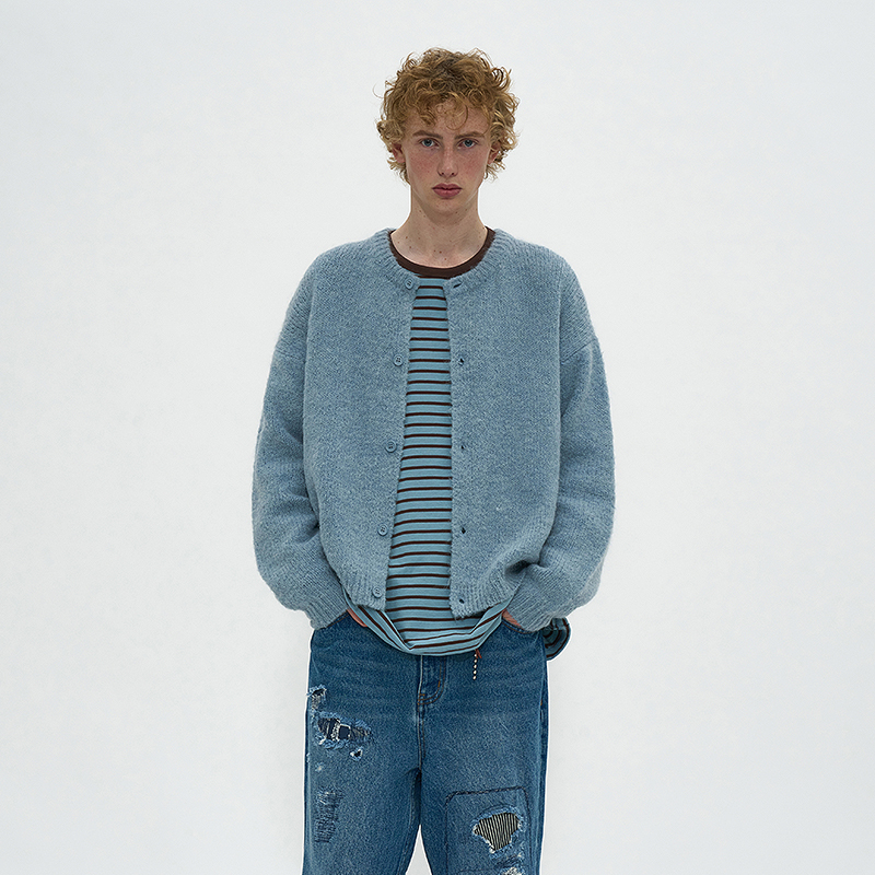 春秋季百搭慵懒风圆领针织衫毛衣