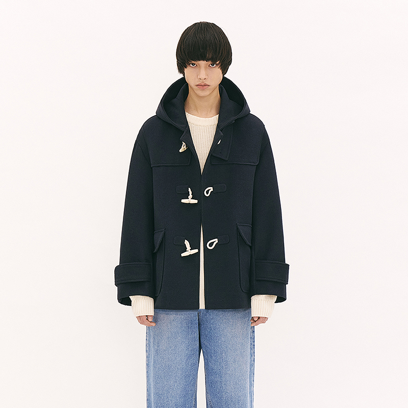 冬排扣连帽外套宽松大衣