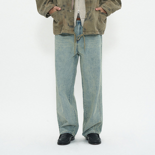 美式高街复古牛仔裤 韩国正品 PARTIMENTO 棉质水洗直筒休闲长裤