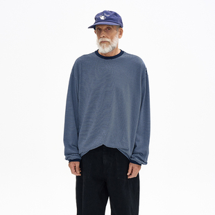 复古棉质条纹长袖T恤 韩国正品 PARTIMENTO 休闲宽松慵懒舒适上衣