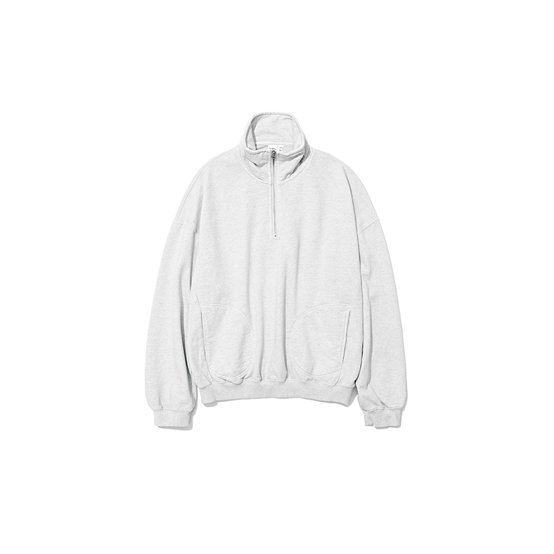 复古水洗抓绒拉链半开襟卫衣