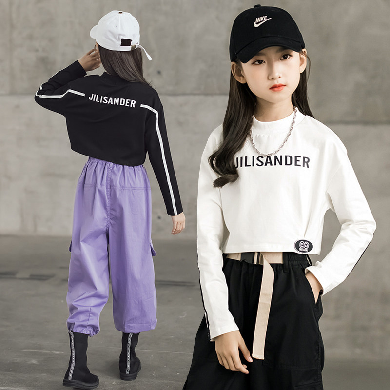 女童打底衫短款上衣春秋2023新款韩版洋气长袖中大童高腰加绒T恤_虎窝淘