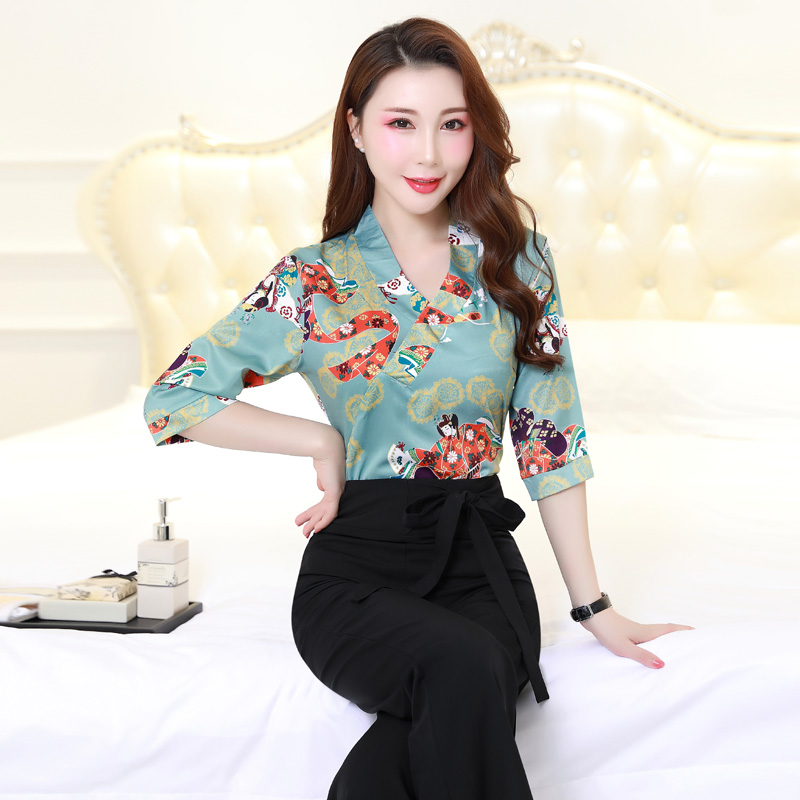 新款美容院美容师服装生会所spa桑拿按摩足浴技师服工作服套装女