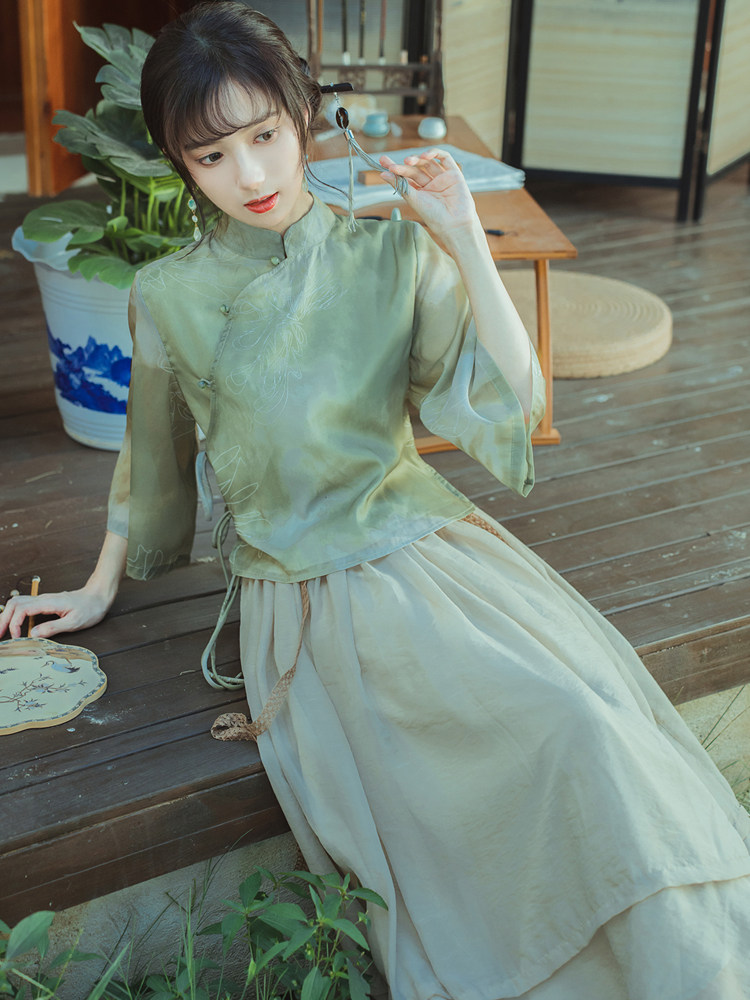 새로운 중국 스타일 중국 고대 스타일 선 여성 HANFU 슈퍼 요정 작업 한 요소 일일 투피스 정장 드레스 여름