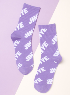 紫色袜子女多巴胺女孩穿搭袜子夏棋盘格日韩学院风中筒袜纯色棉袜