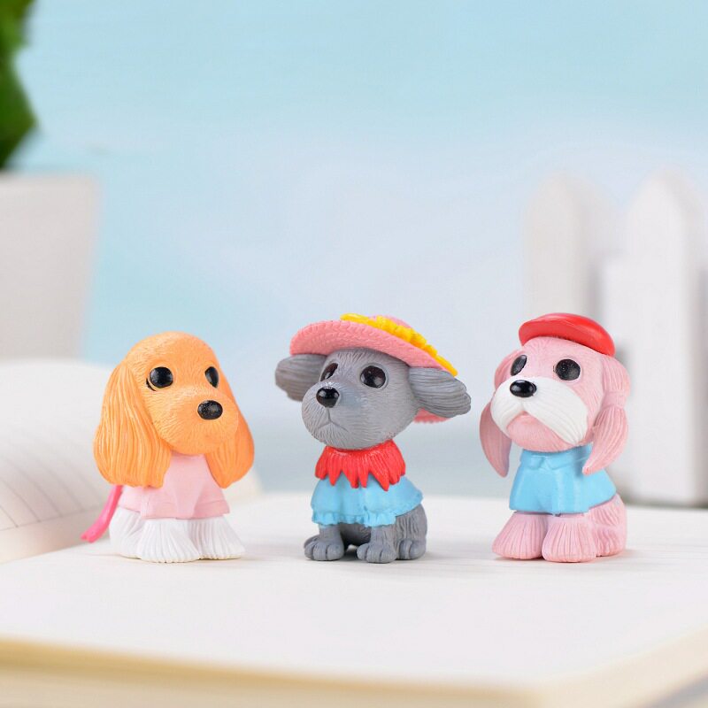 유행 귀여운 강아지 장식품 분재 즙이 많은 마이크로 풍경 DIY 장신구 방 동물 수지 공예