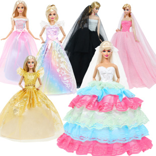 正版娃娃30cm衣服婚纱裙子换装雅美芭晚礼服公主娃衣比