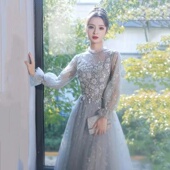 宴会主持人钢琴声乐音乐艺考连衣裙成人礼毕业季 年会礼服裙子 长款