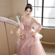 高端粉色礼服成人礼生日宴会主持人声乐生艺考礼服裙学生演出服装
