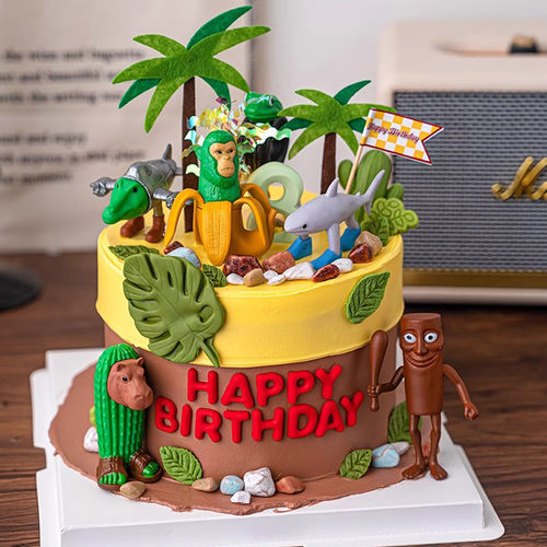 网红卡通山海经融合主题蛋糕装饰