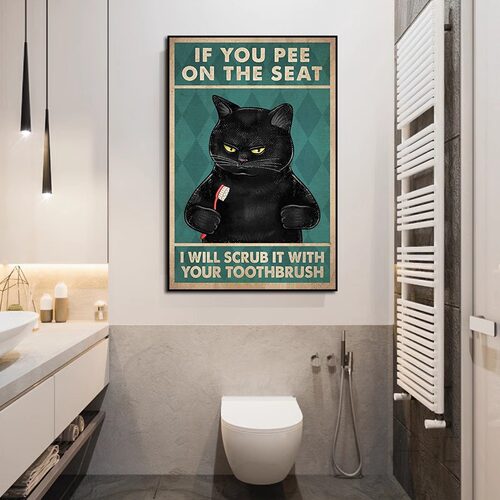猫咪浴室卫生间挂画壁画美式复古
