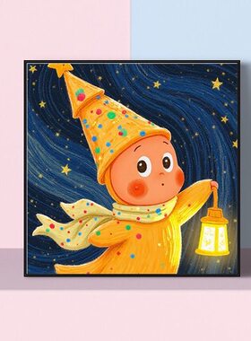 潮流卡通星星人装饰画泡泡玛特