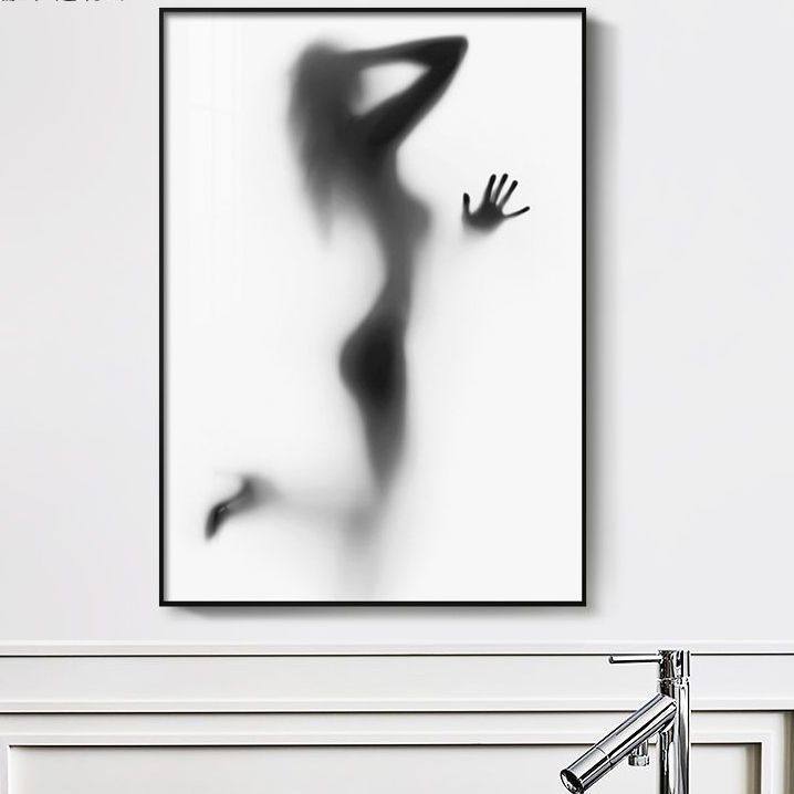 人物美女挂画壁画极简黑白灰抽象