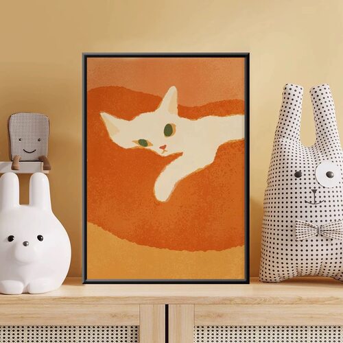 小清新客厅卧室挂画动物猫卡通画