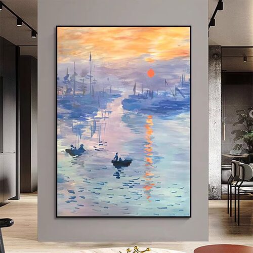 莫奈名画日出风景艺术装饰画挂画