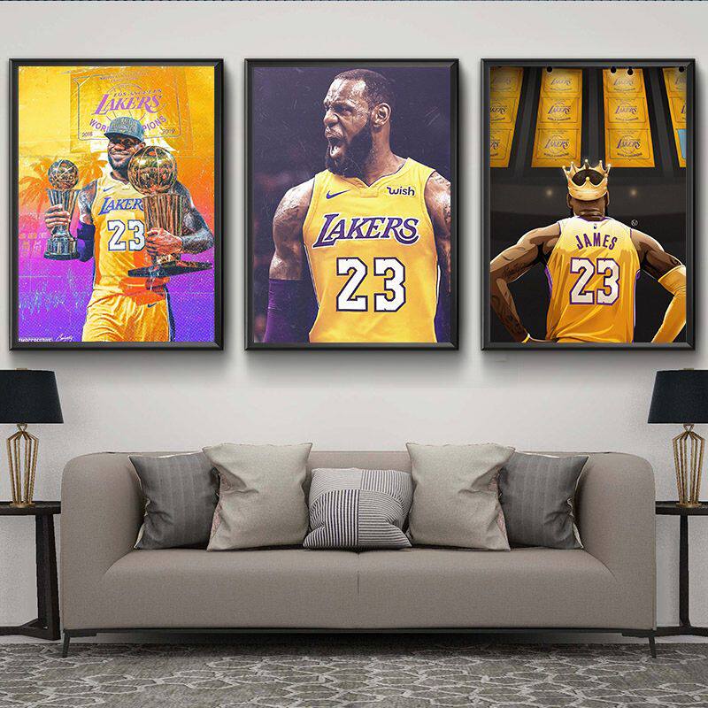 NBA壁画球星周边詹姆斯装饰画卧室客厅过道墙画挂画墙纸玄关壁画