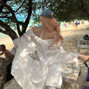 Ths9i  薄款长袖防晒衬衫女宽松上衣夏季外套罩衫防紫外线