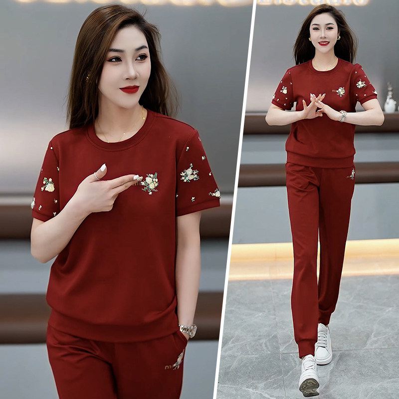 声雨竹运动套装女2026新款女士冰丝运动休闲时尚洋气时髦两件套减