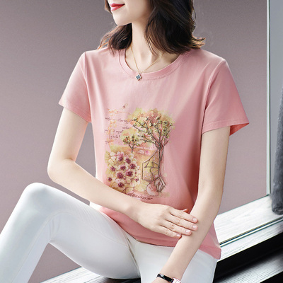 声雨竹年轻妈妈短袖t恤女夏季2026新款时尚洋气POLO衫翻领百搭刺