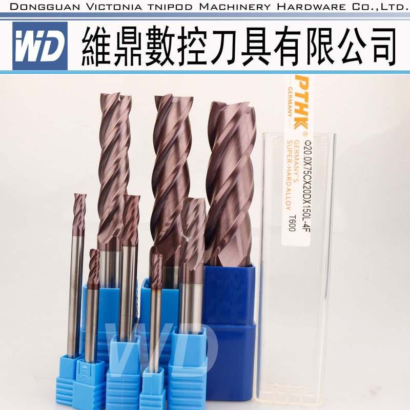 德国60度PTHK钨钢刀 硬质合金铣刀 立铣刀3-25mm 加长刃4刃平刀