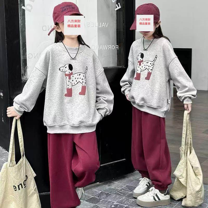 儿童洋气卫衣套装2026春秋新款洋气女孩时髦中大女童阔腿裤两件套