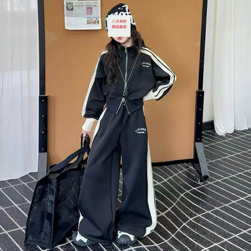 儿童时尚长袖套装休闲春秋2026新款女童外套洋气女童运动两件套潮