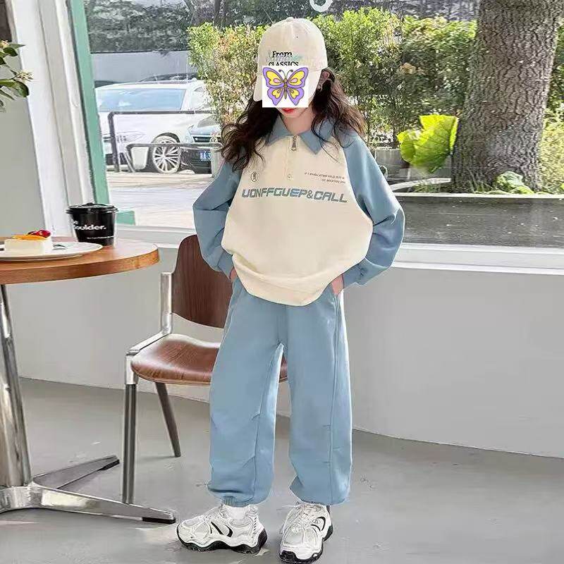 女童春秋款套装2026新款女孩时尚洋气长袖卫衣儿童时尚运动两件套