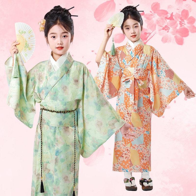 儿童日本清新印花和服浴衣