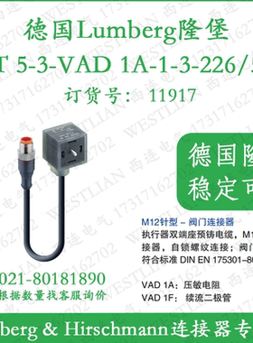德国隆堡lumberg阀门连接器-M12针型RST 5-3-VAD 1A-1-3-226/5M