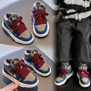 男童运动鞋2025秋季新款儿童时尚高帮板鞋女童休闲鞋软底跑步鞋潮