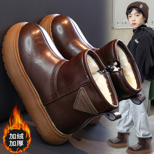 男童雪地靴儿童加厚保暖大棉鞋