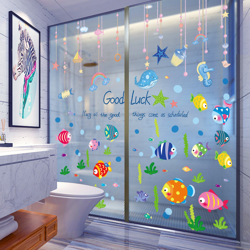 卫生间卫生间瓷砖墙贴卡通可爱玻璃门贴防水不干胶个性化创意3D立,家居饰品,软装墙贴,淘宝优惠券,粉丝福利购,淘宝优惠卷