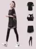 Loose suit women's 2021 summer morning running short-sleeved quick-drying clothes Large size fitness clothes fat mm yoga clothes Sportswear