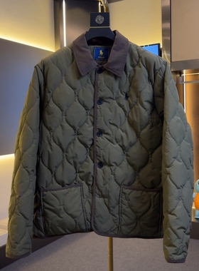 【C36106】【浩】秋冬新款菱形格拼接翻领时尚百搭棉服外套